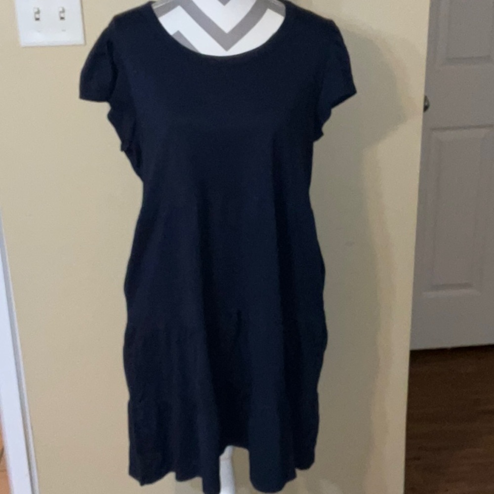 Navy Blue Dress with Ruffle Sleeves by Time & Tru - Size Medium